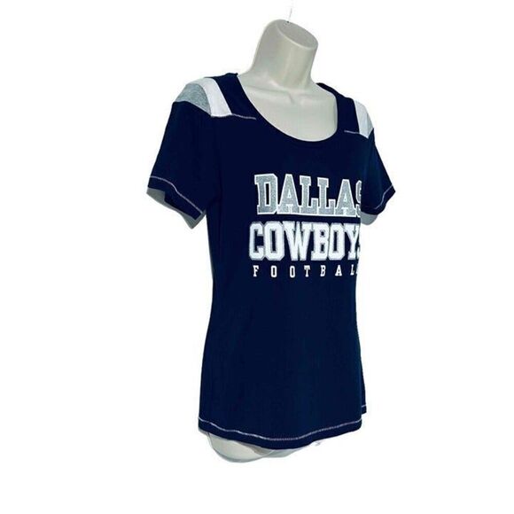 Cowboys Her Style Women's Blue Short Sleeve Dallas Cowboys V-Neck T-Shirt Size M - Picture 3 of 11